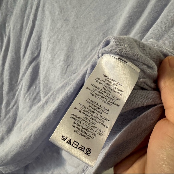 Free People Oversized Over U Tee NEW Medium Blue Moon Linen Blend Grunge Cropped - Picture 9 of 12